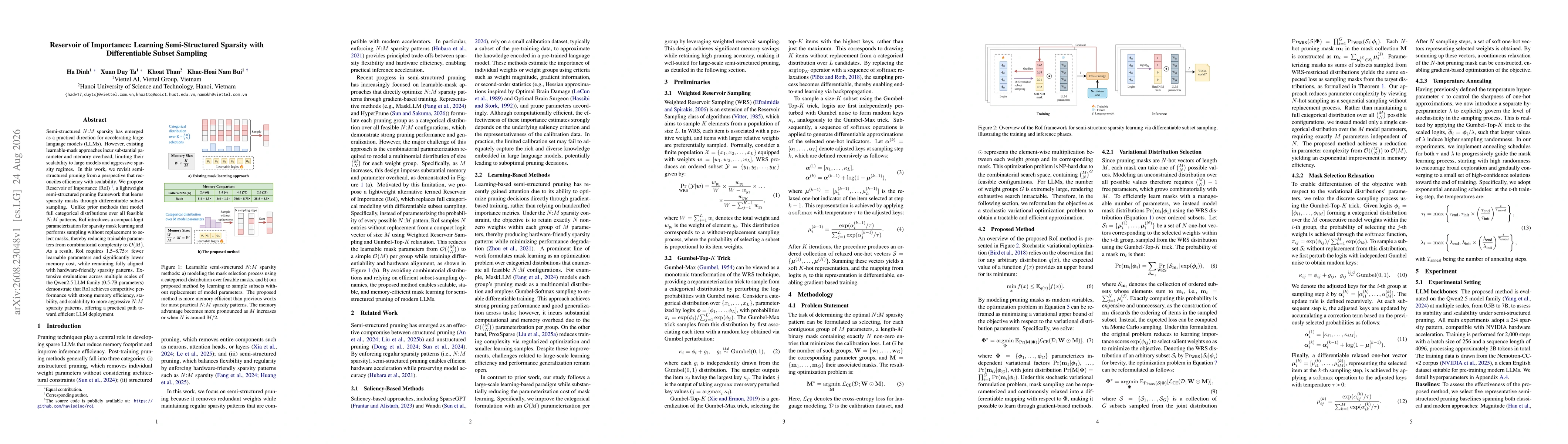 Thumbnail for Reservoir of Importance: Learning Semi-Structured Sparsity with Differentiable Subset Sampling