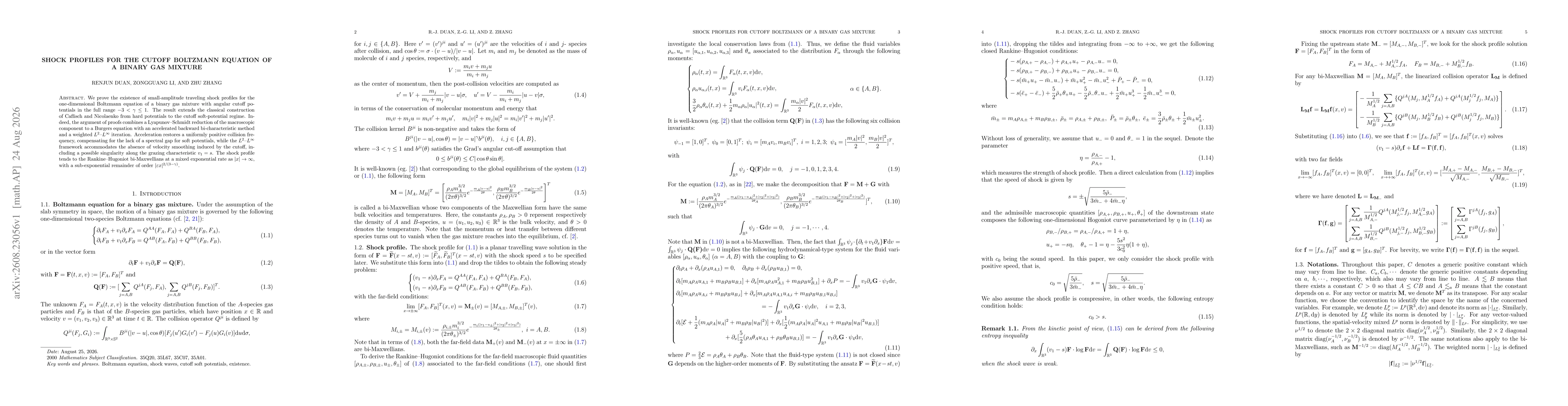 Thumbnail for Shock profiles for the cutoff Boltzmann equation of a binary gas mixture