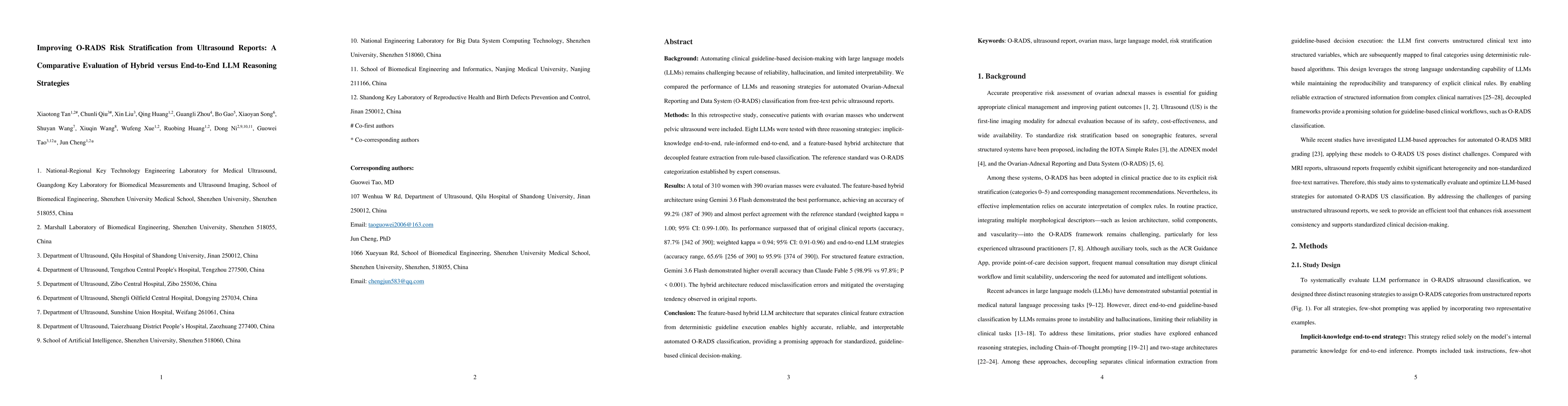 Thumbnail for Improving O-RADS Risk Stratification from Ultrasound Reports: A Comparative Evaluation of Hybrid versus End-to-End LLM Reasoning Strategies