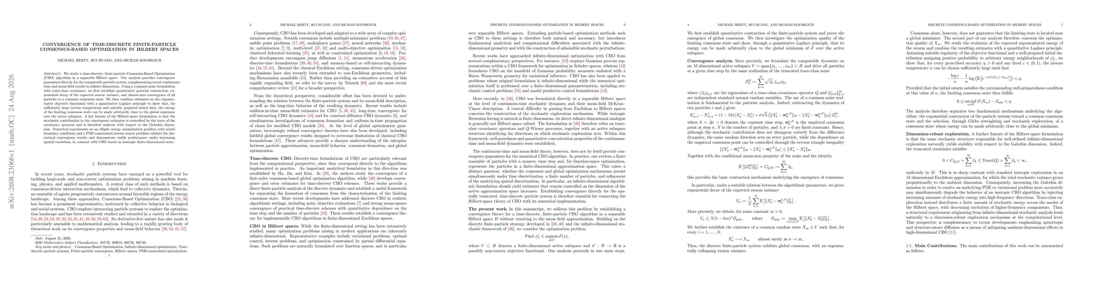 Thumbnail for Convergence of time-discrete finite particle consensus based optimization in Hilbert spaces
