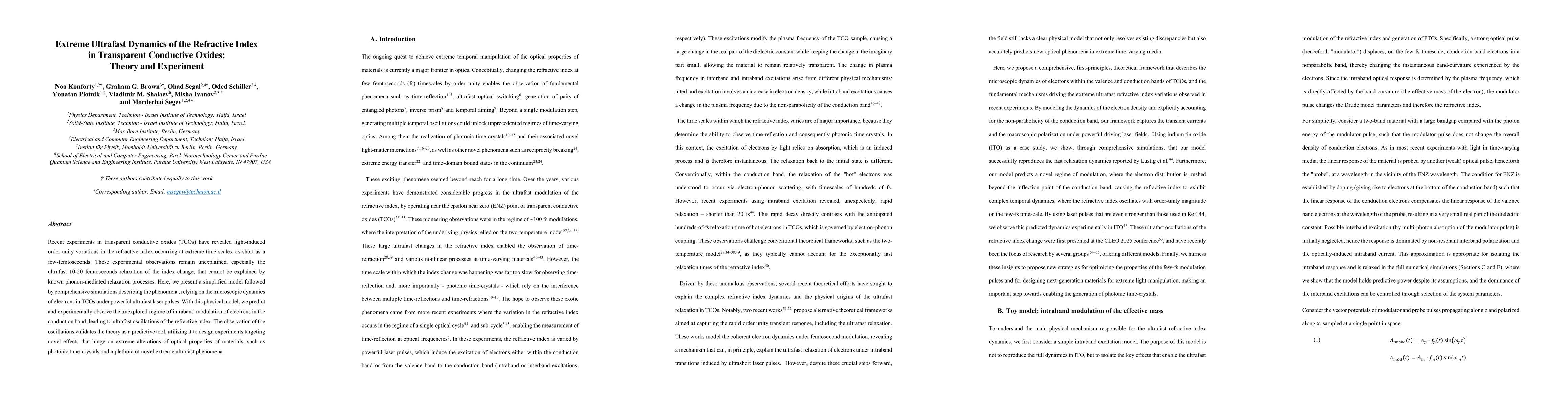 Thumbnail for Extreme Ultrafast Dynamics of the Refractive Index in Transparent Conductive Oxides: Theory and Experiment