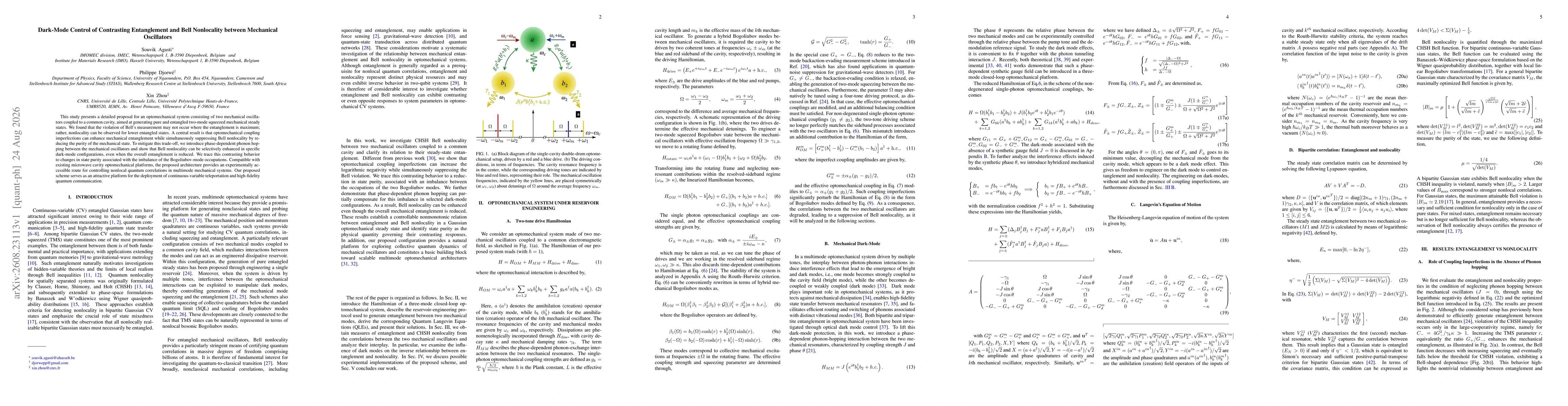 Thumbnail for Dark-Mode Control of Contrasting Entanglement and Bell Nonlocality between Mechanical Oscillators
