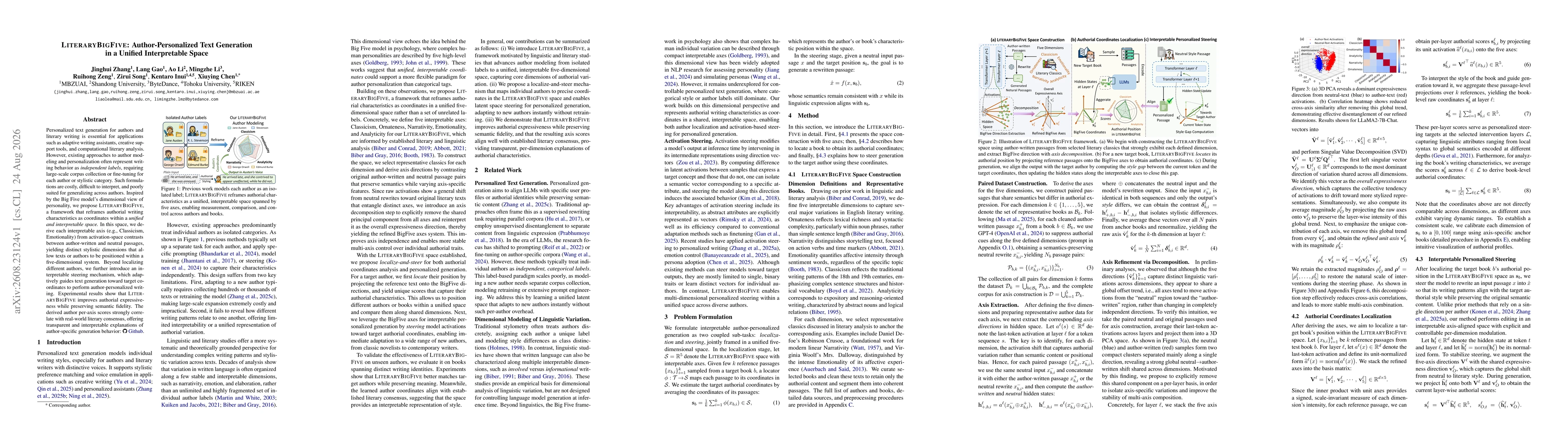 Thumbnail for LITERARYBIGFIVE: Author-Personalized Text Generation in a Unified Interpretable Space