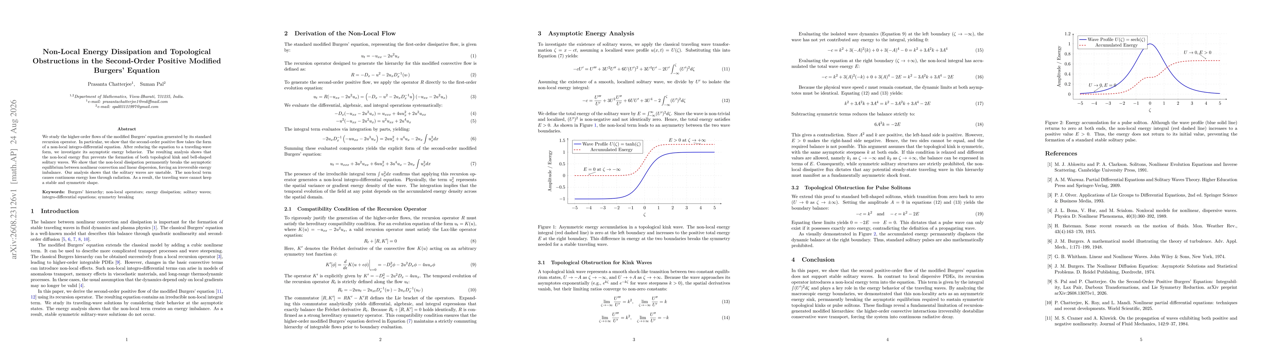 Thumbnail for Non-Local Energy Dissipation and Topological Obstructions in the Second-Order Positive Modified Burgers' Equation