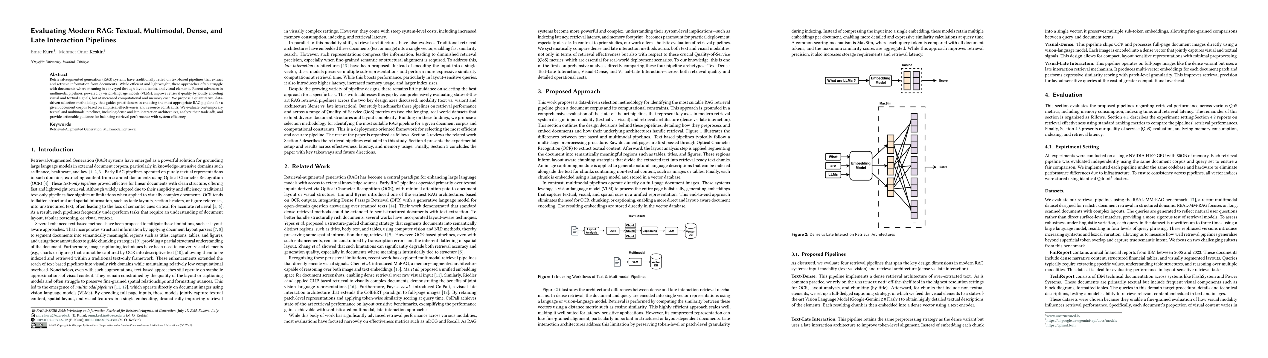 Thumbnail for Evaluating Modern RAG: Textual, Multimodal, Dense, and Late Interaction Pipelines