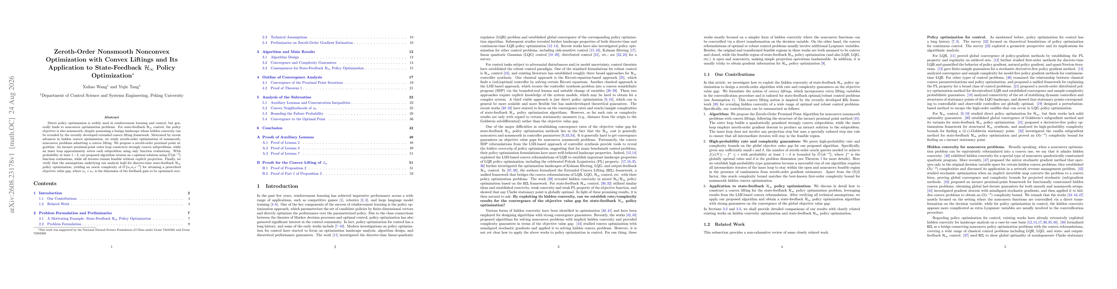 Thumbnail for Zeroth-Order Nonsmooth Nonconvex Optimization with Convex Liftings and Its Application to State-Feedback $H_\infty$ Policy Optimization