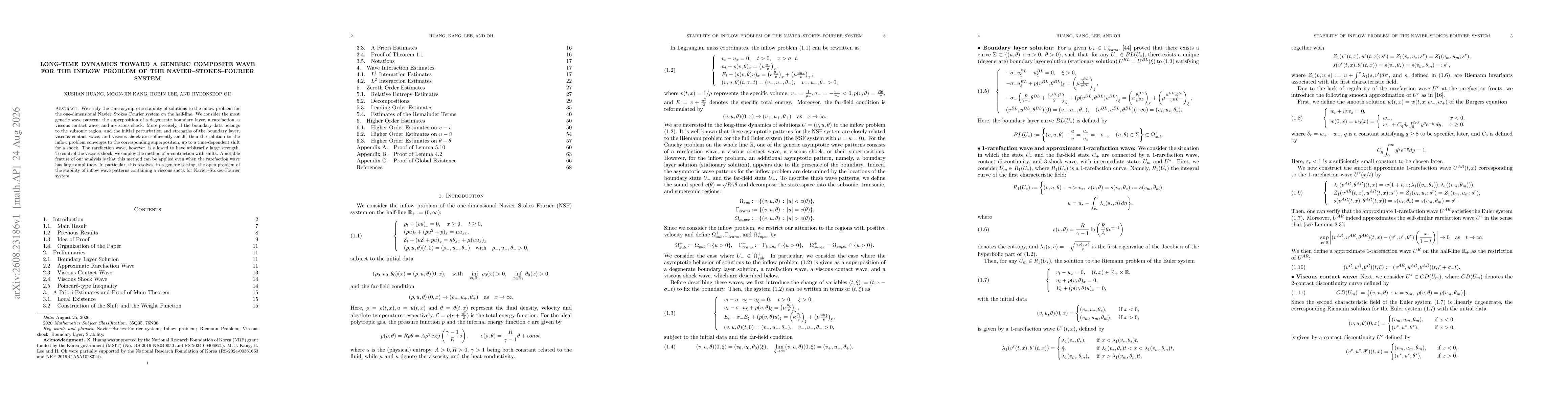 Thumbnail for Long-time dynamics toward a generic composite wave for the inflow problem of the Navier--Stokes--Fourier system