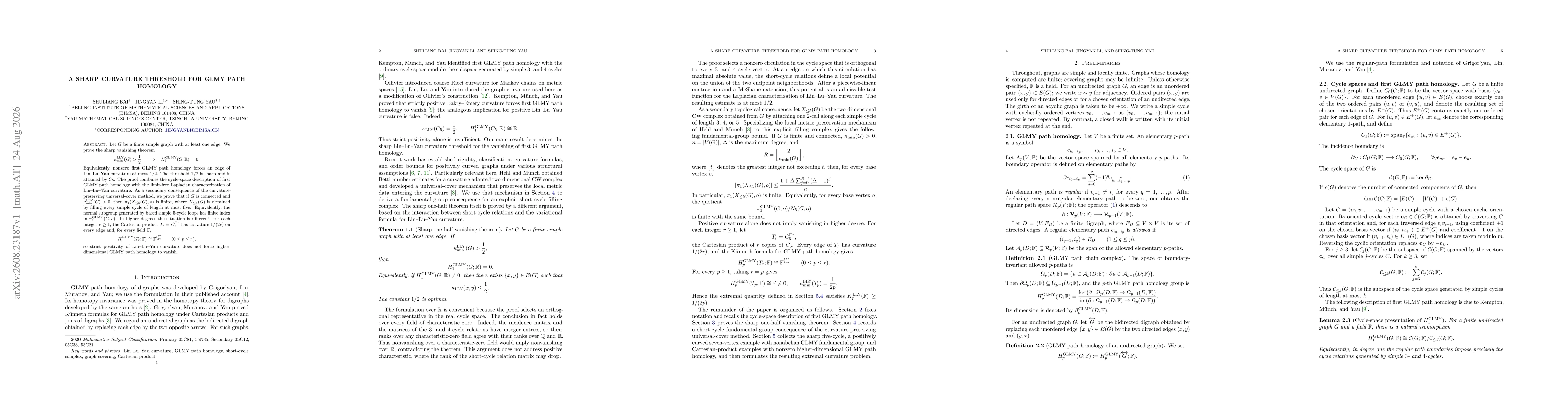Thumbnail for A Sharp Curvature Threshold for GLMY Path Homology