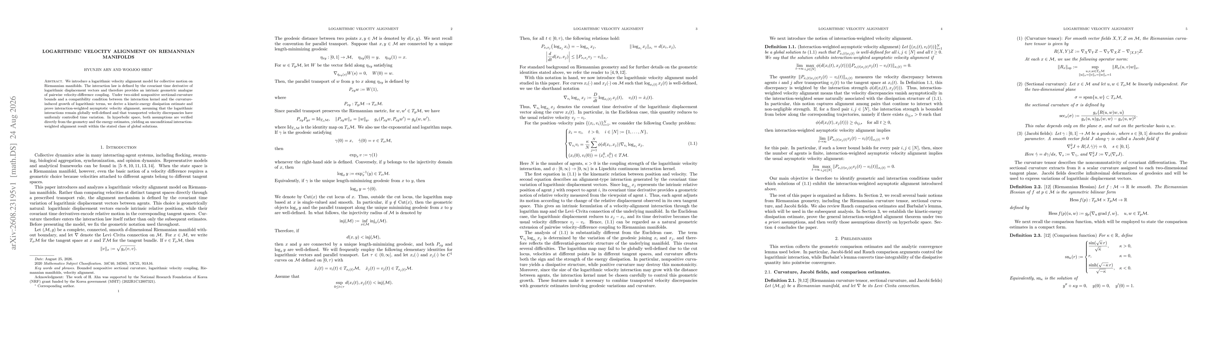 Thumbnail for Logarithmic Velocity Alignment on Riemannian Manifolds