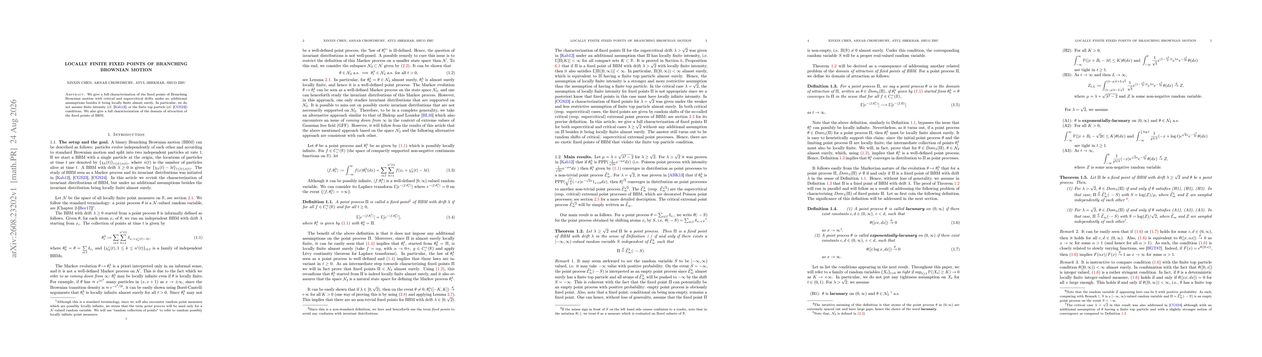 Thumbnail for Locally finite fixed points of branching Brownian motion