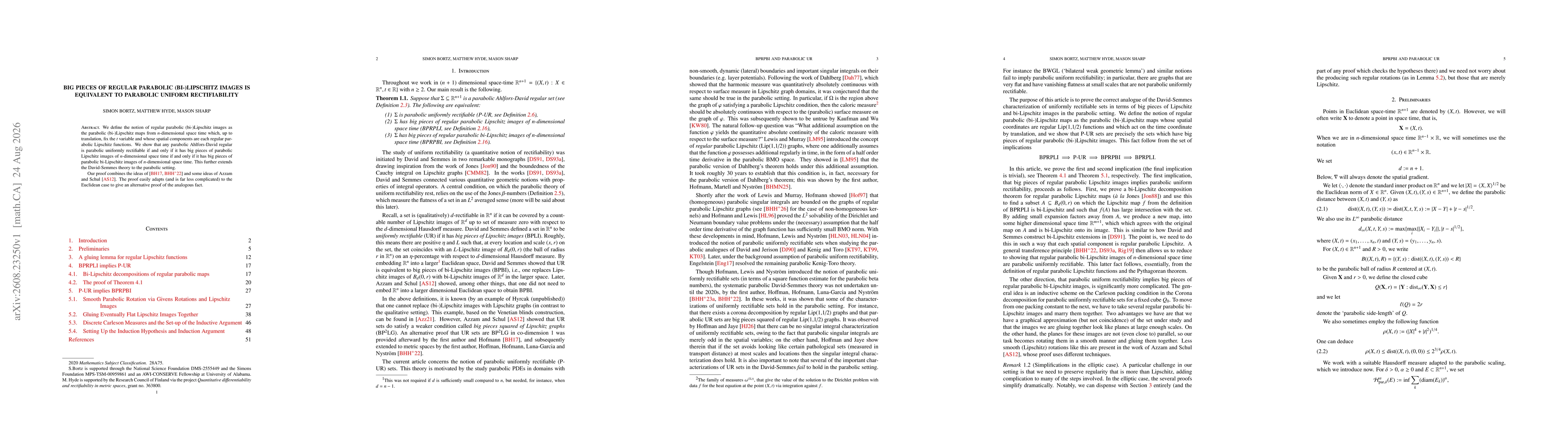 Thumbnail for Big Pieces of Regular Parabolic (bi-)Lipschitz Images is Equivalent to Parabolic Uniform Rectifiability