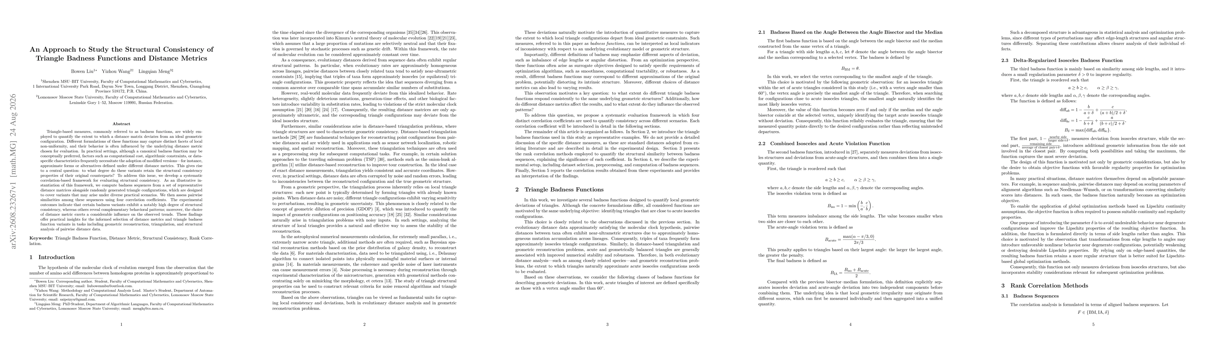 Thumbnail for An Approach to Study the Structural Consistency of Triangle Badness Functions and Distance Metrics