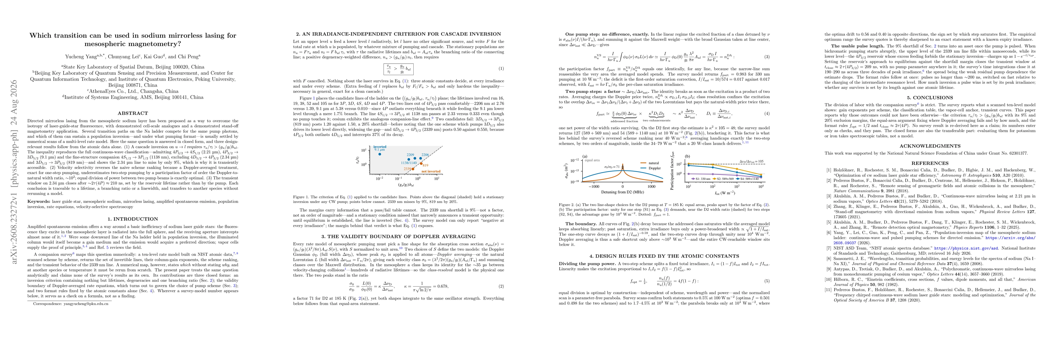 Thumbnail for Which transition can be used in sodium mirrorless lasing for mesospheric magnetometry?