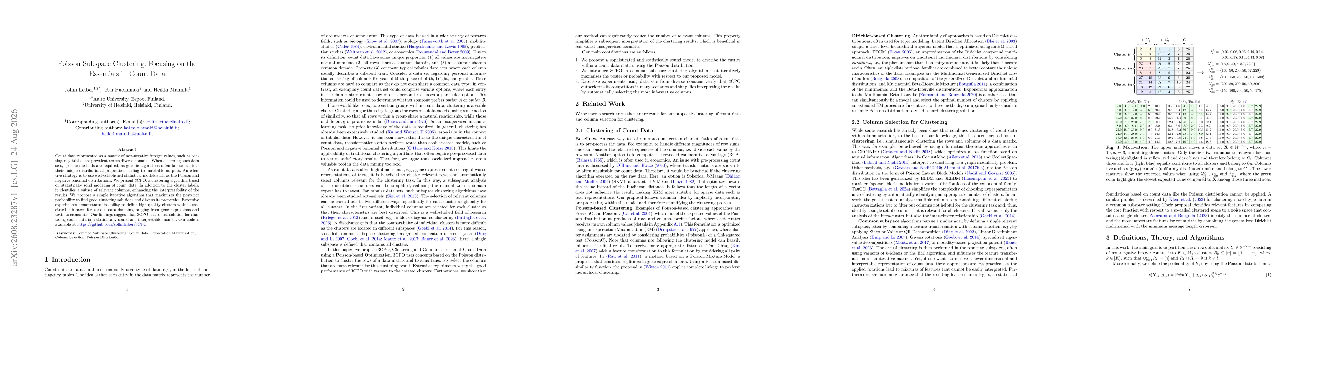 Thumbnail for Poisson Subspace Clustering: Focusing on the Essentials in Count Data