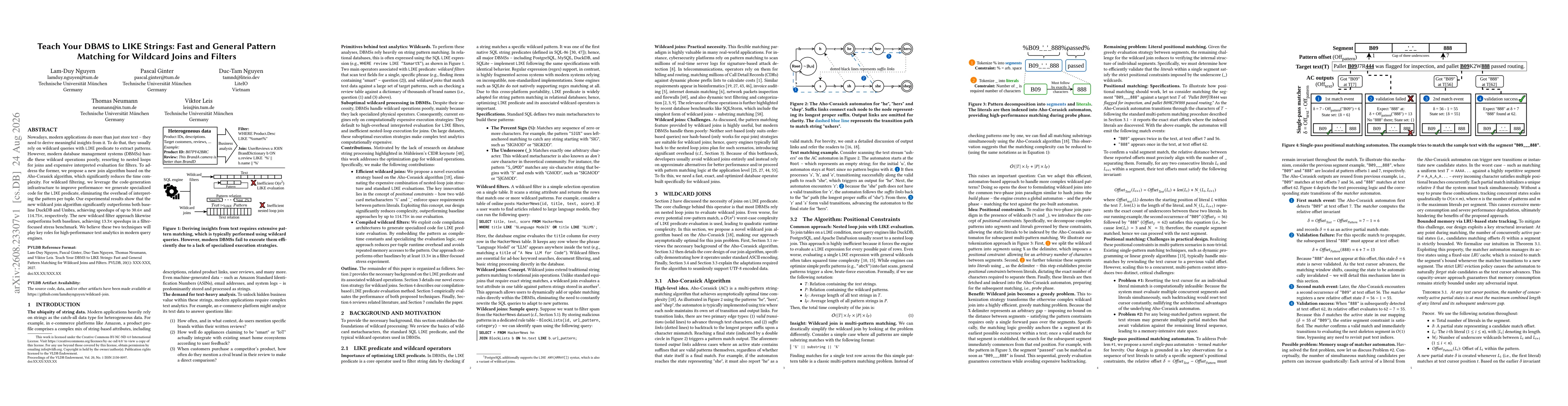 Thumbnail for Teach Your DBMS to LIKE Strings: Fast and General Pattern Matching for Wildcard Joins and Filters
