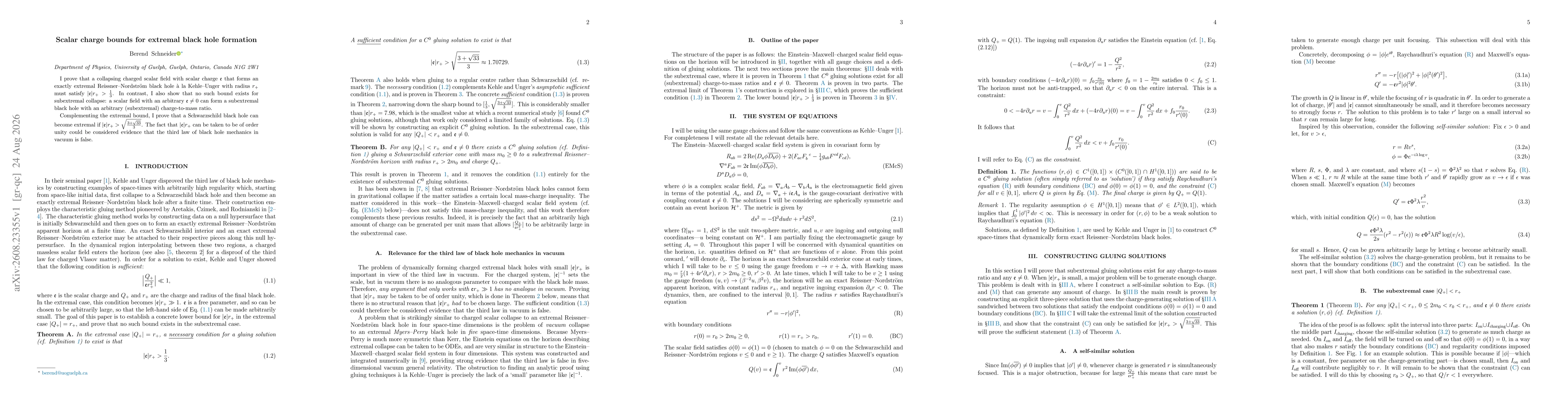 Thumbnail for Scalar charge bounds for extremal black hole formation