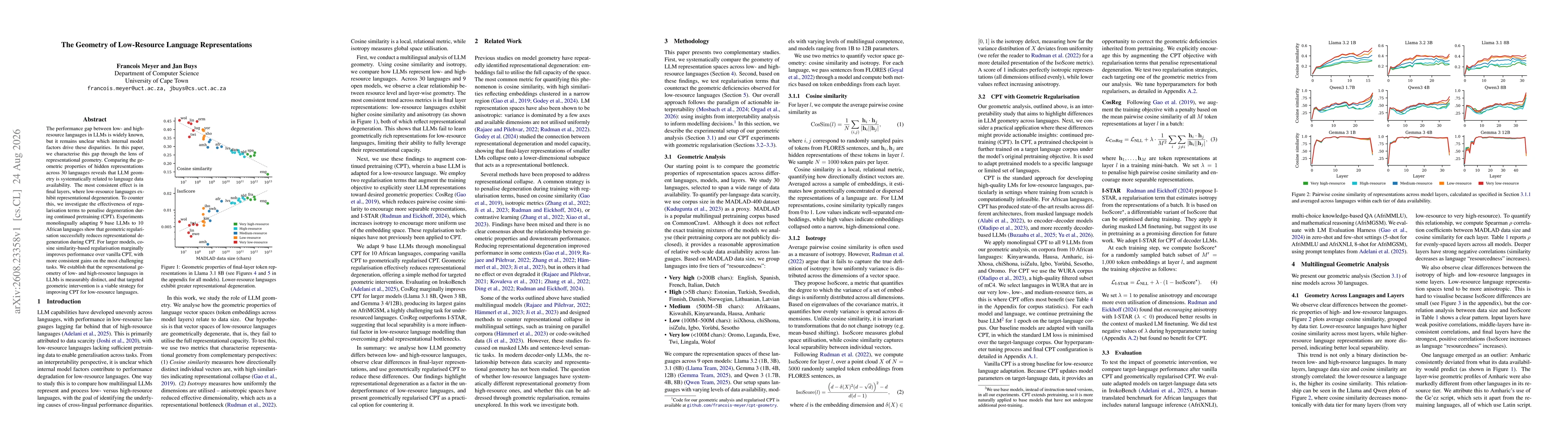 Thumbnail for The Geometry of Low-Resource Language Representations