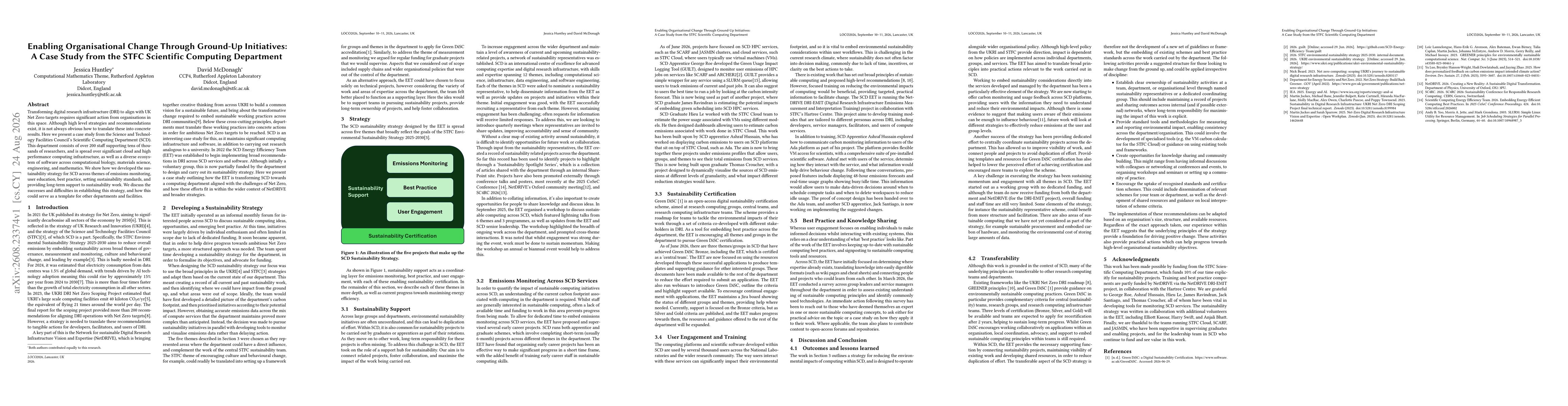 Thumbnail for Enabling Organisational Change Through Ground-Up Initiatives: A Case Study from the STFC Scientific Computing Department