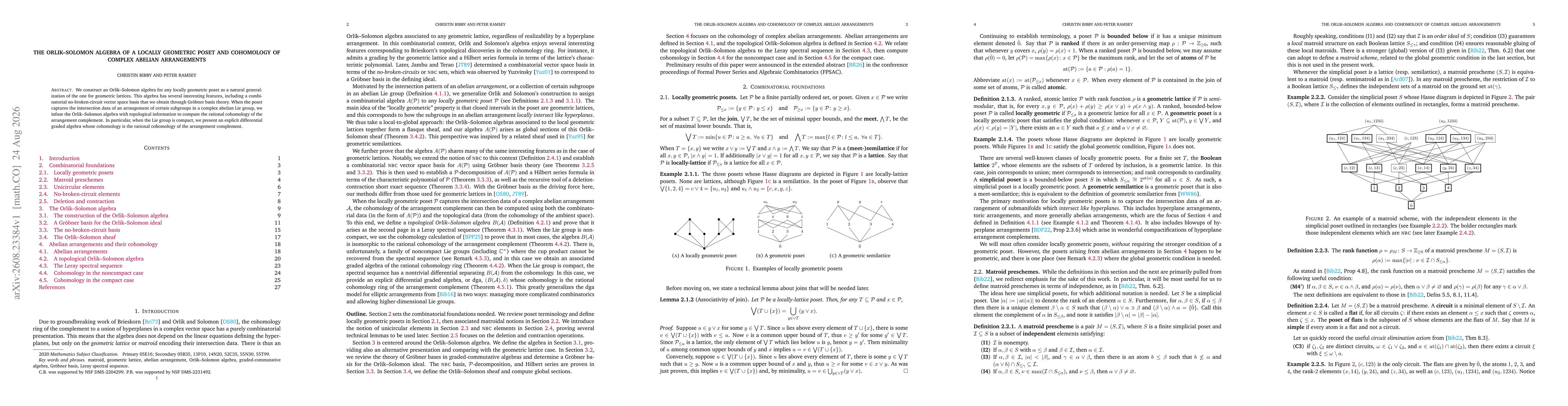 Thumbnail for The Orlik--Solomon algebra of a locally geometric poset and cohomology of complex abelian arrangements
