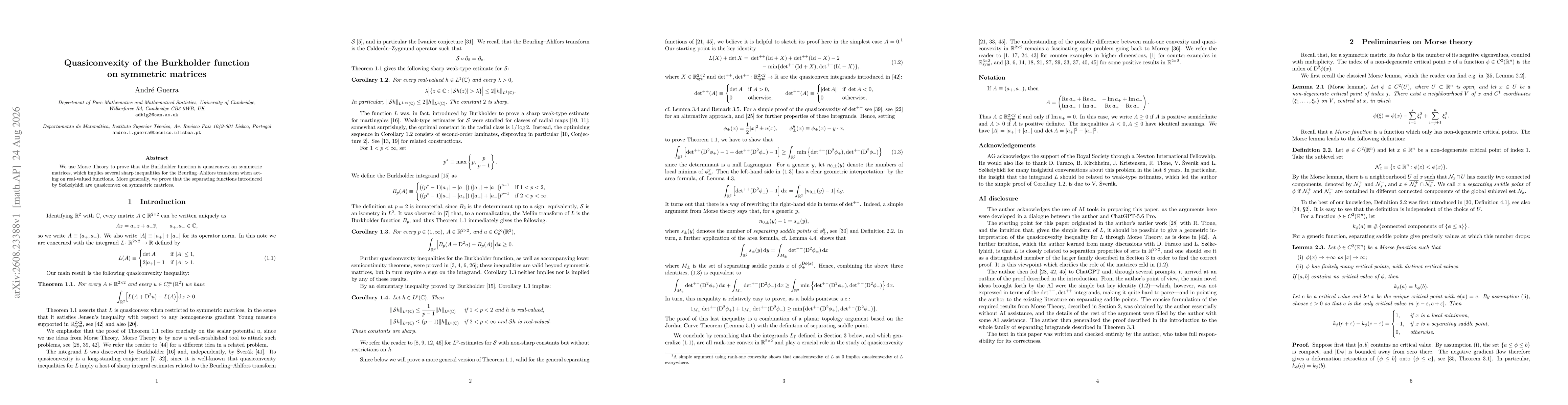 Thumbnail for Quasiconvexity of the Burkholder function on symmetric matrices