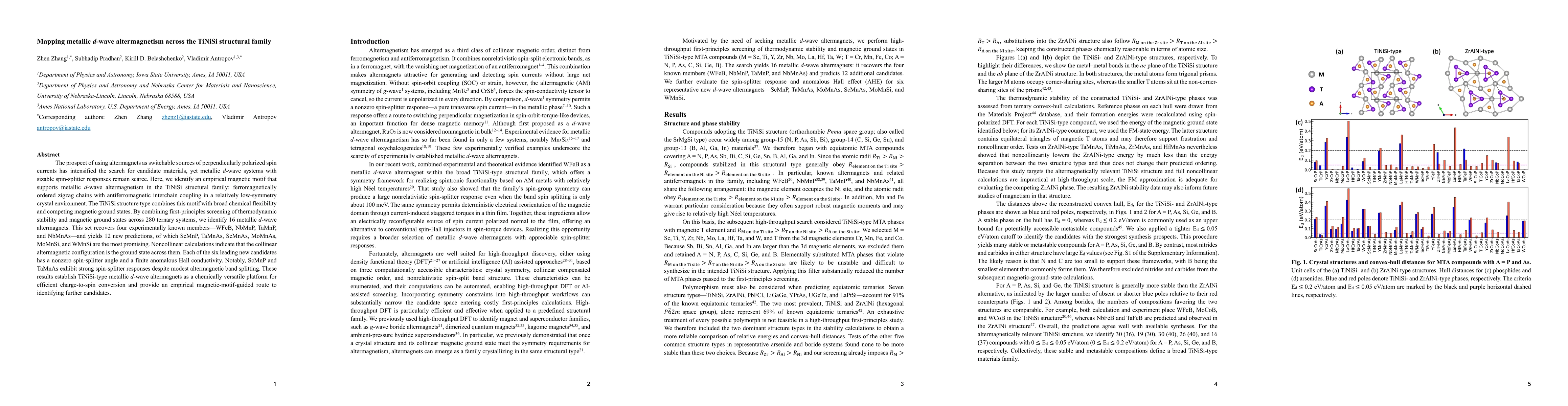 Thumbnail for Mapping metallic d-wave altermagnetism across the TiNiSi structural family