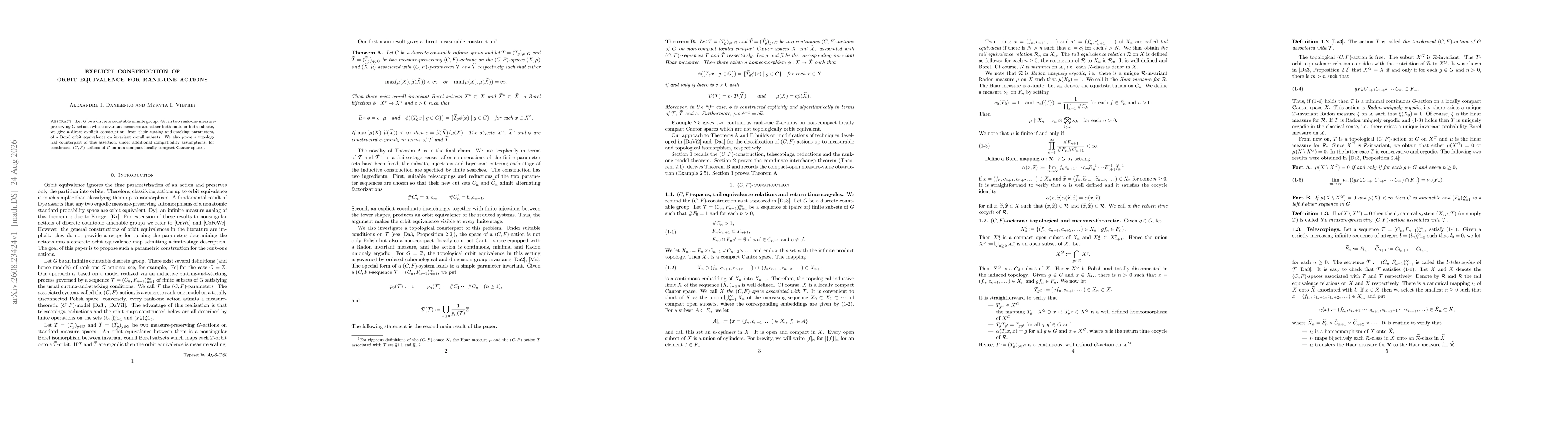 Thumbnail for Explicit construction of orbit equivalence for rank-one actions