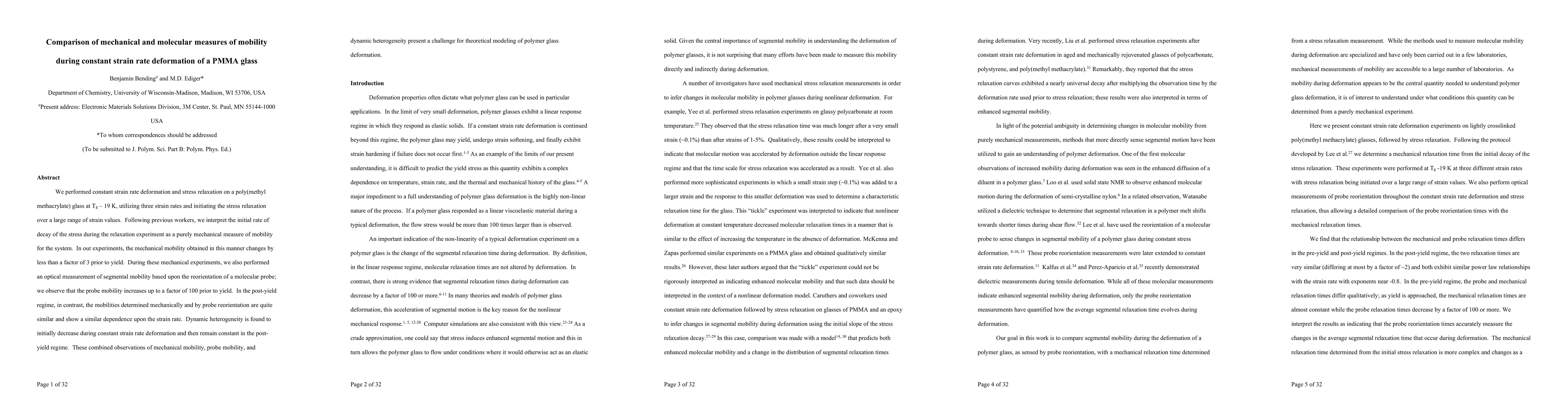 Thumbnail for Comparison of mechanical and molecular measures of mobility during constant strain rate deformation of a PMMA glass
