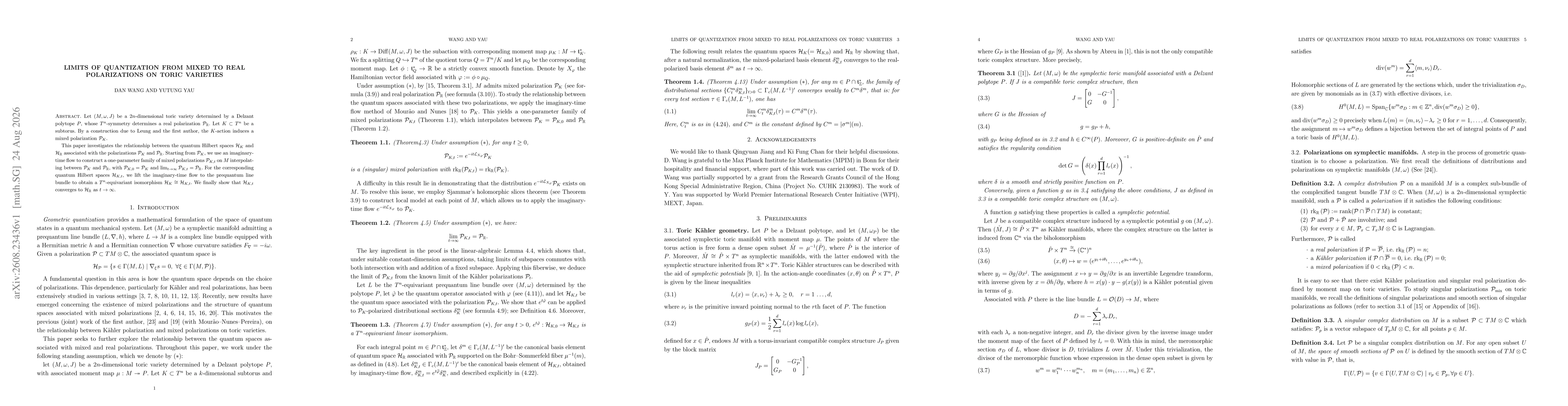 Thumbnail for Limits of quantization from mixed to real polarizations on toric varieties