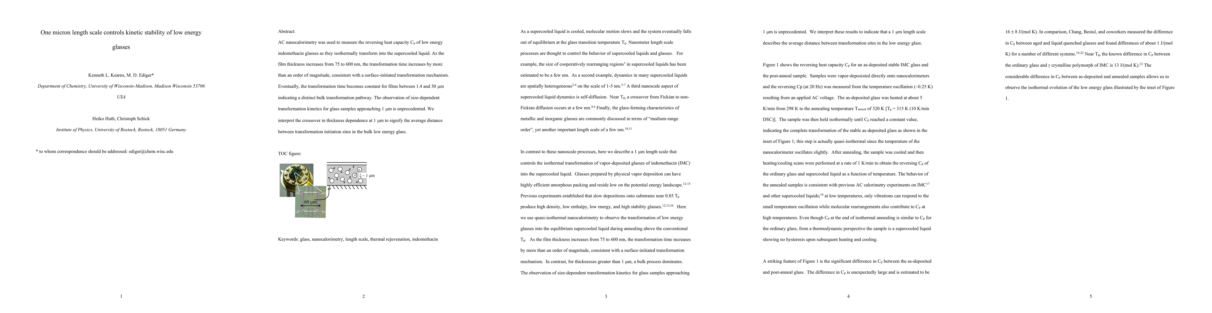 Thumbnail for One micron length scale controls kinetic stability of low energy glasses