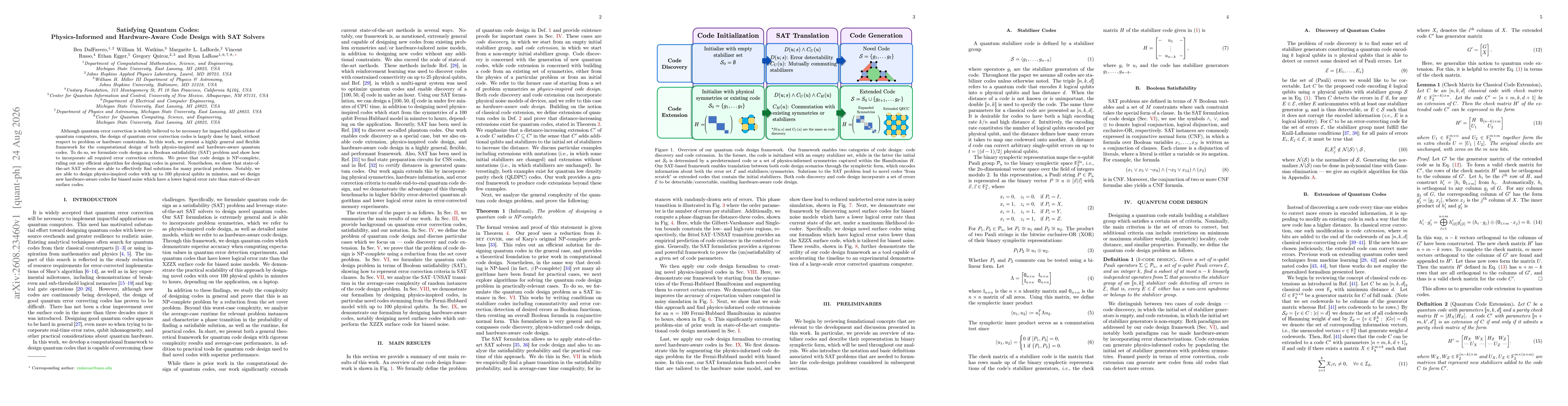 Thumbnail for Satisfying Quantum Codes: Physics-Informed and Hardware-Aware Code Design with SAT Solvers