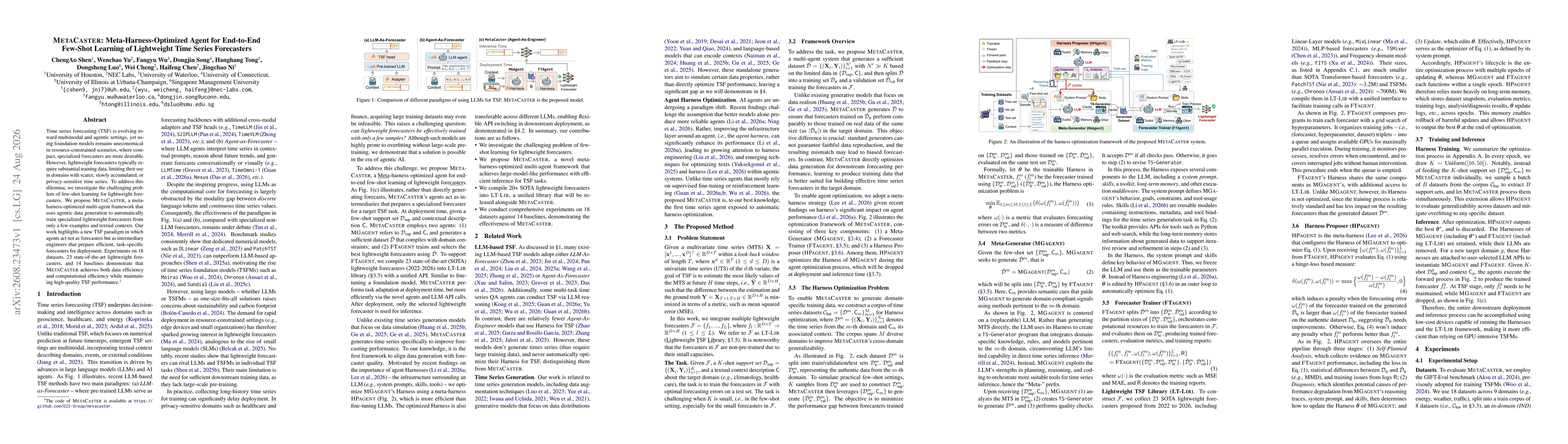 Thumbnail for MetaCaster: Meta-Harness-Optimized Agent for End-to-End Few-Shot Learning of Lightweight Time Series Forecasters