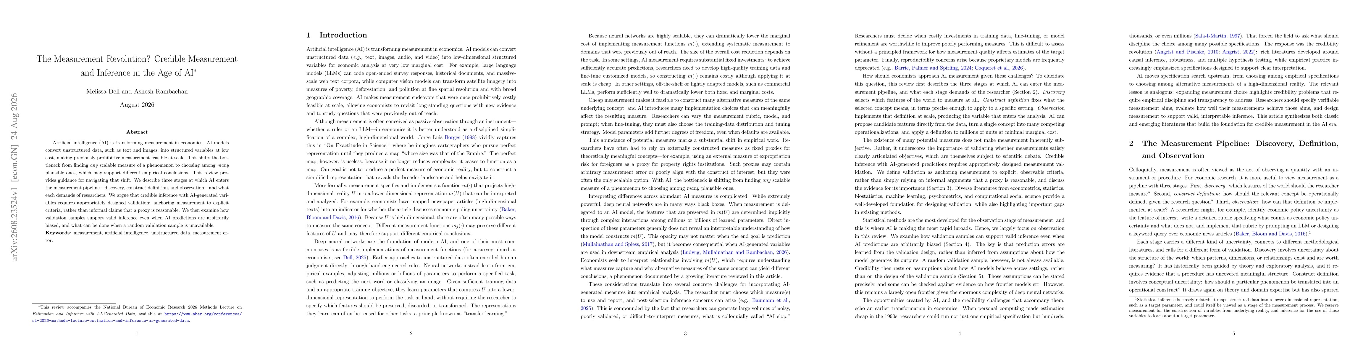 Thumbnail for The Measurement Revolution? Credible Measurement and Inference in the Age of AI