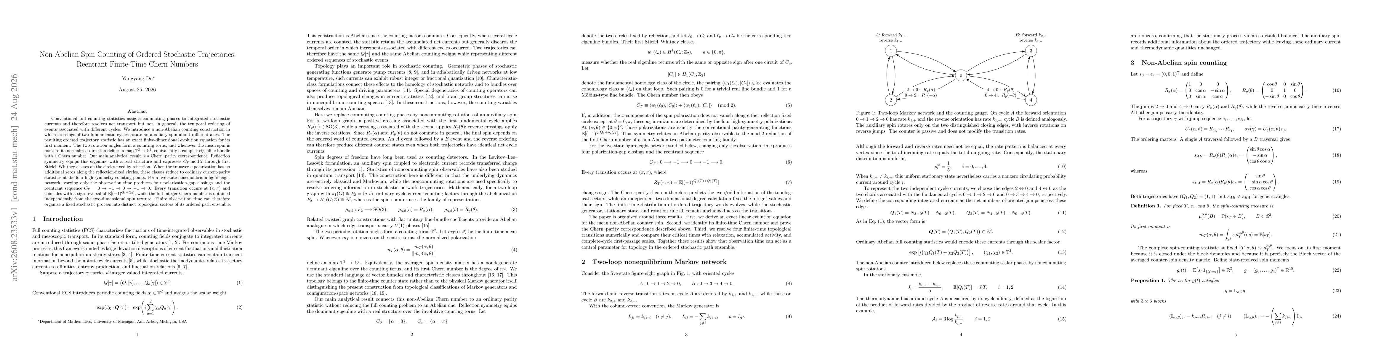 Thumbnail for Non-Abelian Spin Counting of Ordered Stochastic Trajectories: Reentrant Finite-Time Chern Numbers