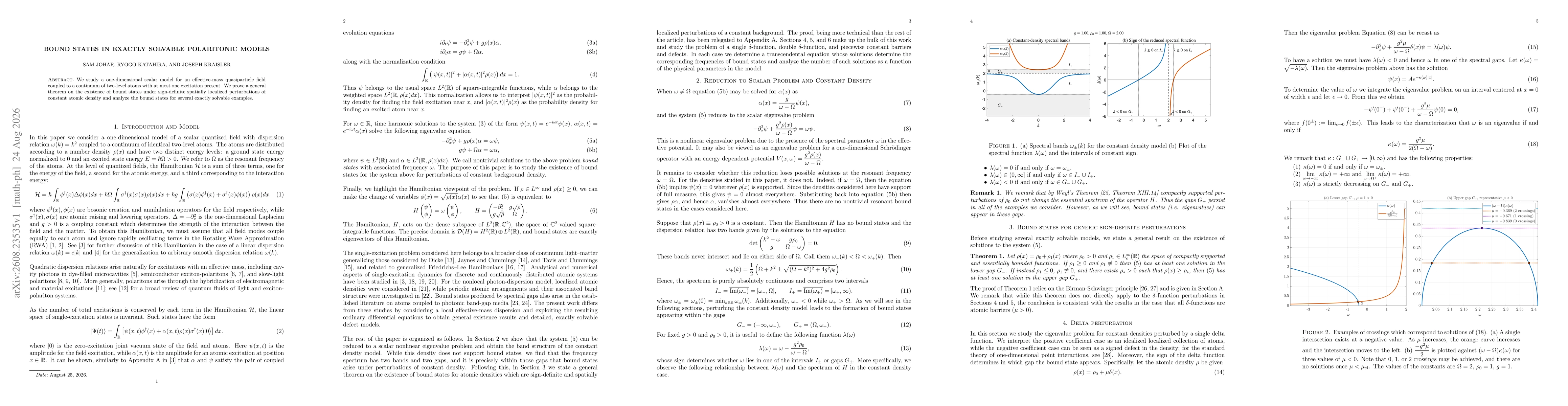 Thumbnail for Bound States in Exactly Solvable Polaritonic Models