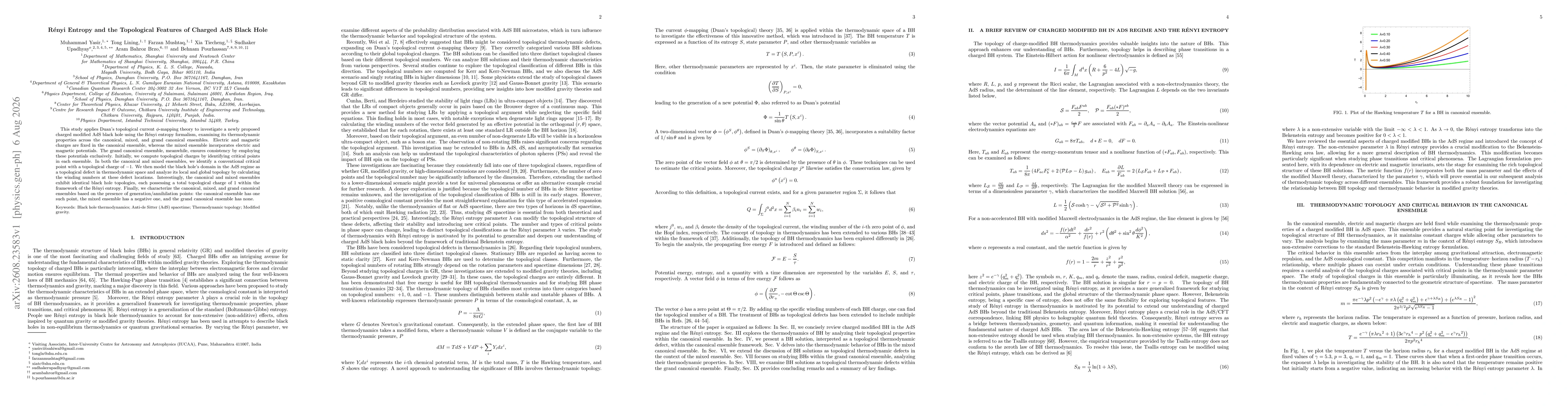 Thumbnail for Rényi Entropy and the Topological Features of Charged AdS Black Hole