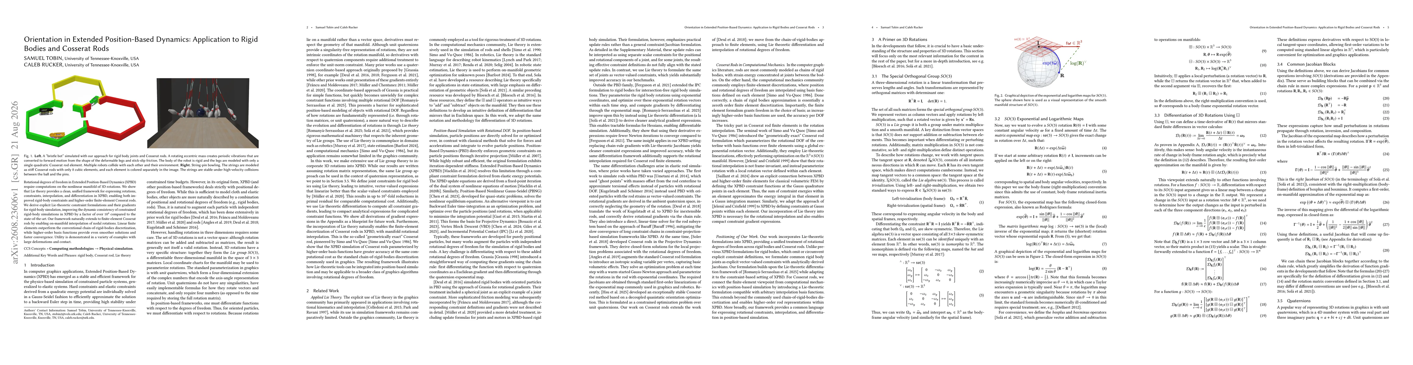 Thumbnail for Orientation in Extended Position-Based Dynamics: Application to Rigid Bodies and Cosserat Rods
