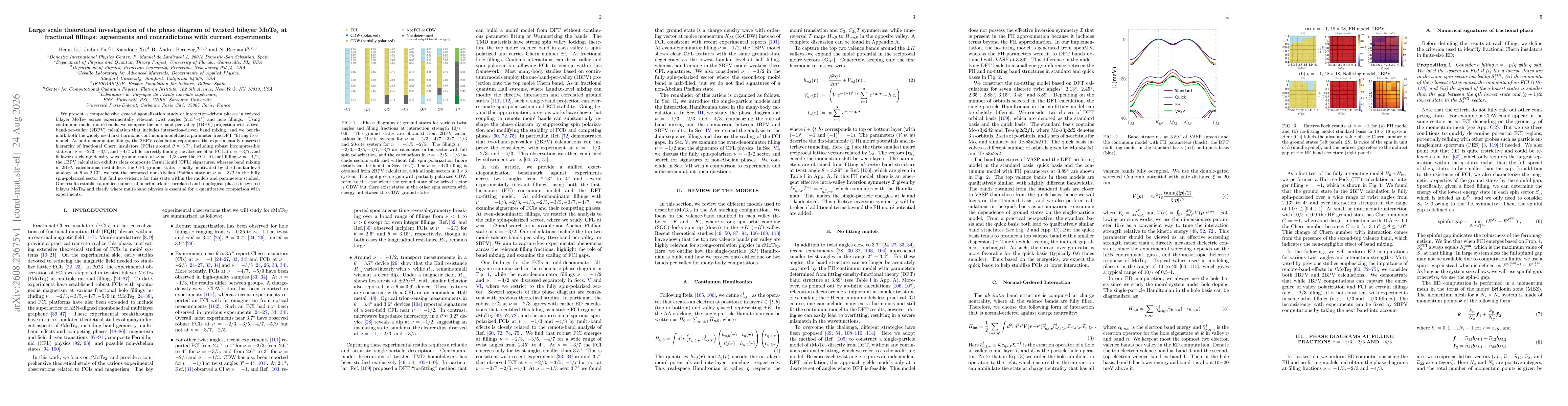 Thumbnail for Large scale theoretical investigation of the phase diagram of twisted bilayer MoTe$_2$ at fractional fillings: agreements and contradictions with current experiments