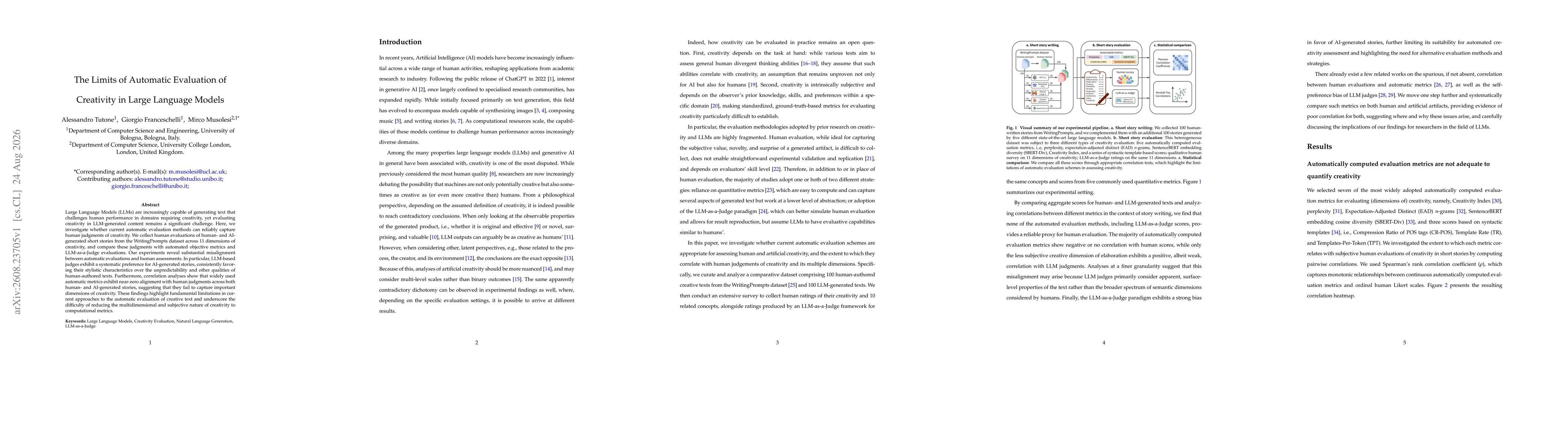 Thumbnail for The Limits of Automatic Evaluation of Creativity in Large Language Models