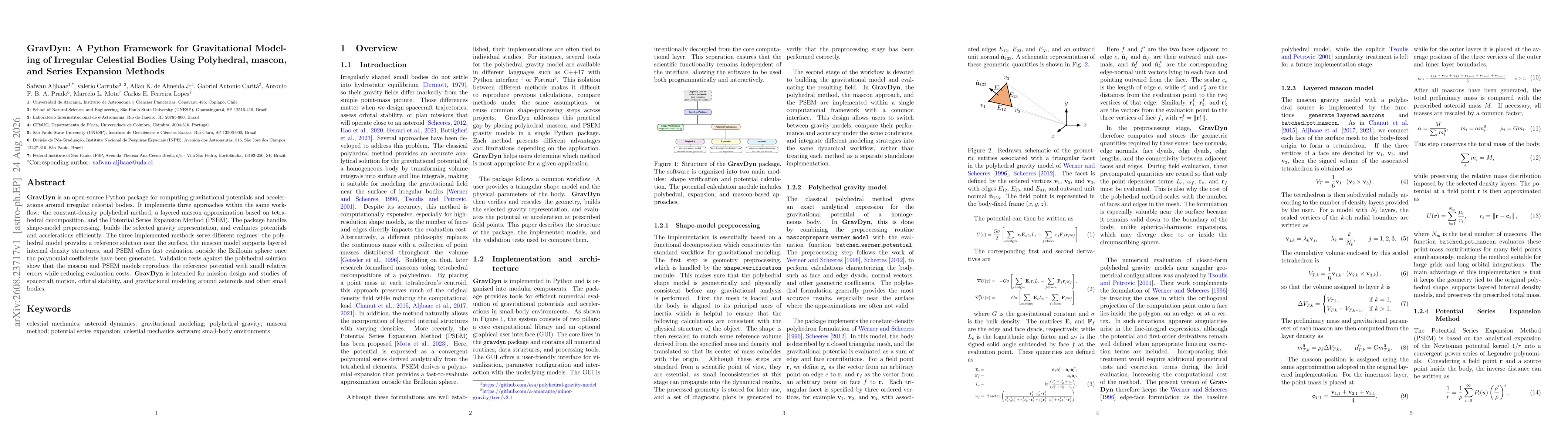 Thumbnail for GravDyn: A Python Framework for Gravitational Modeling of Irregular Celestial Bodies Using Polyhedral, mascon, and Series Expansion Methods