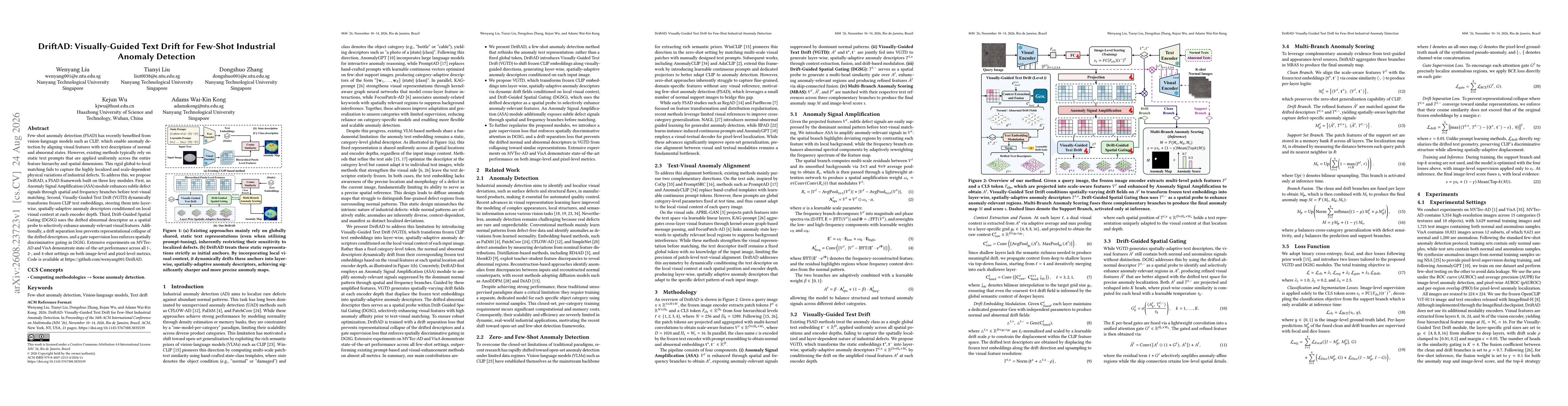 Thumbnail for DriftAD: Visually-Guided Text Drift for Few-Shot Industrial Anomaly Detection