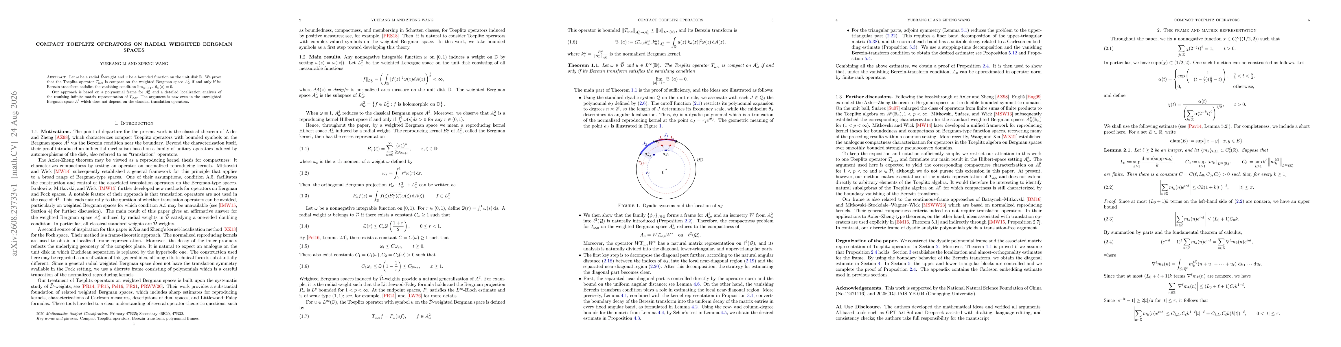 Thumbnail for Compact Toeplitz operators on radial weighted Bergman spaces
