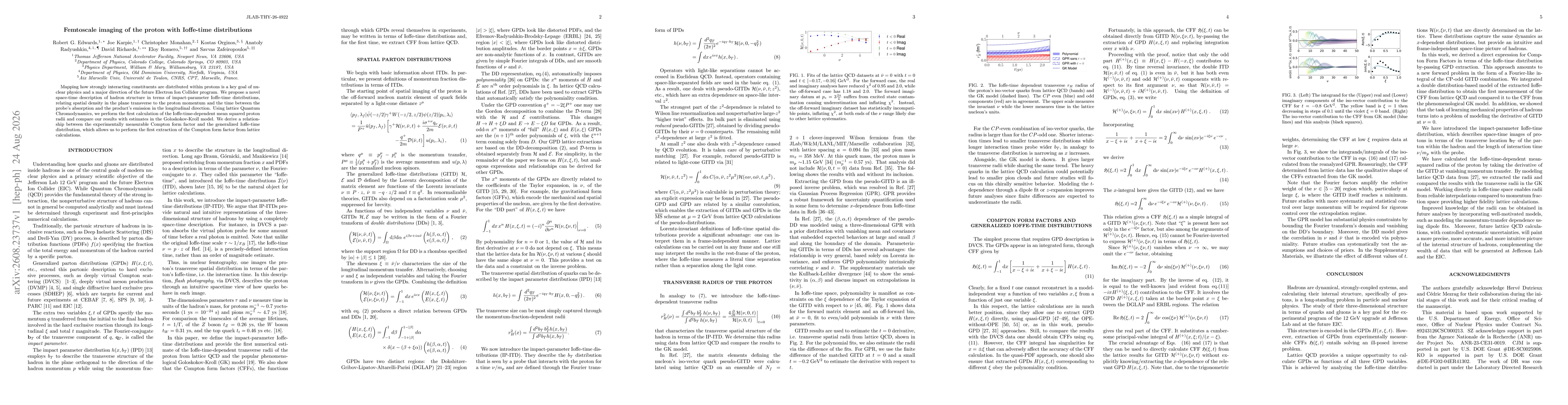 Thumbnail for Femtoscale imaging of the proton with Ioffe-time distributions