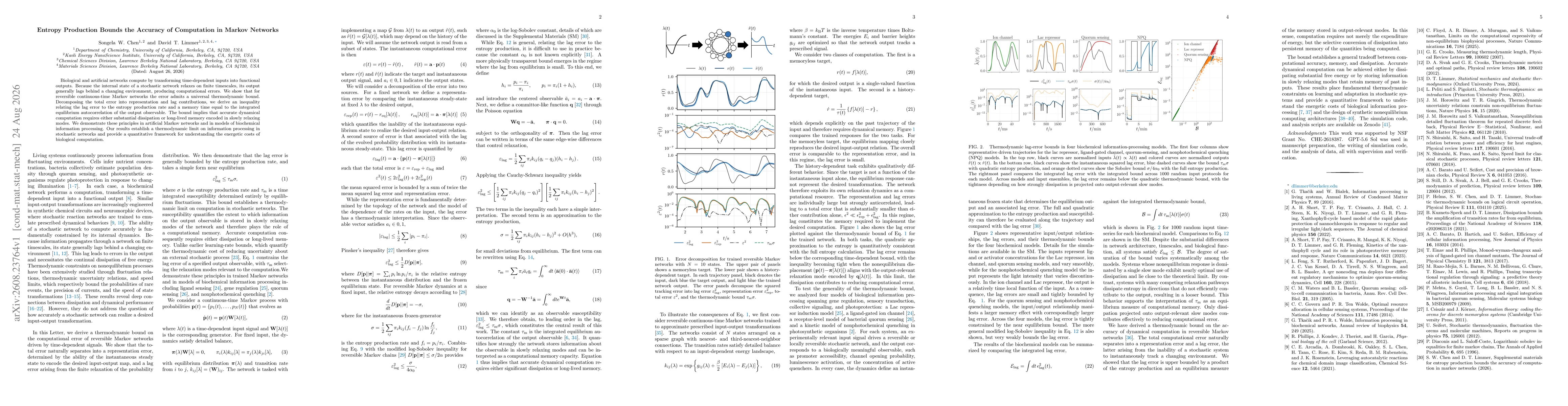Thumbnail for Entropy Production Bounds the Accuracy of Computation in Markov Networks