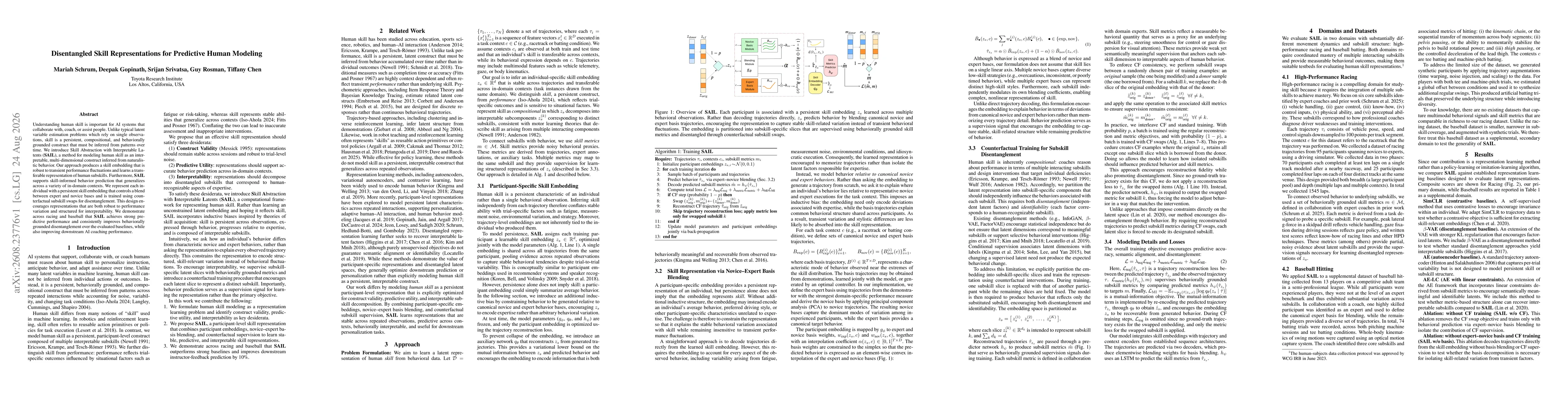 Thumbnail for Disentangled Skill Representations for Predictive Human Modeling