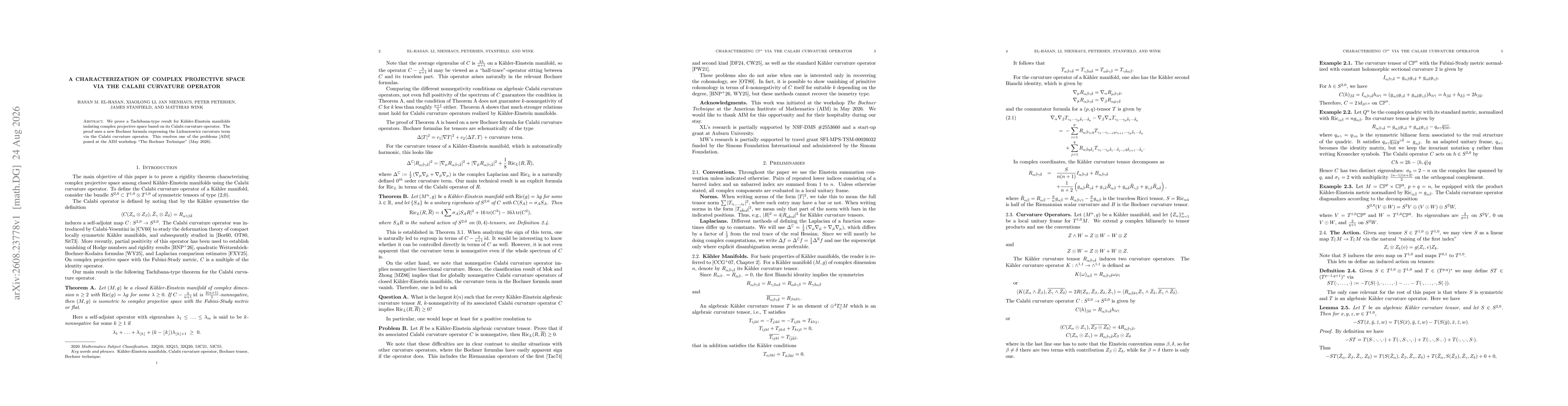 Thumbnail for A characterization of complex projective space via the Calabi curvature operator