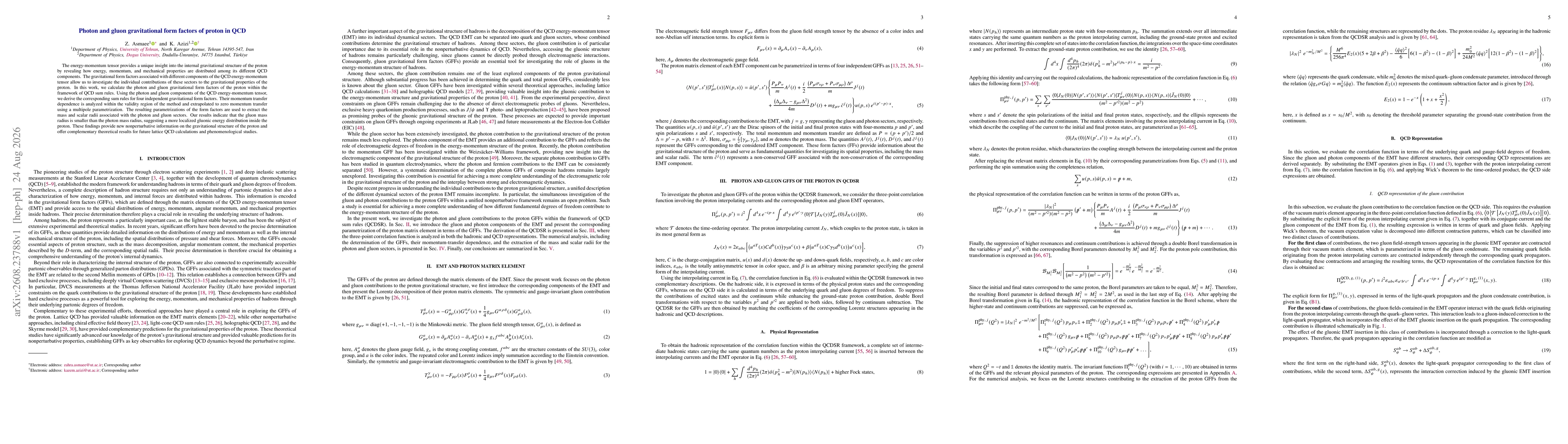 Thumbnail for Photon and gluon gravitational form factors of proton in QCD