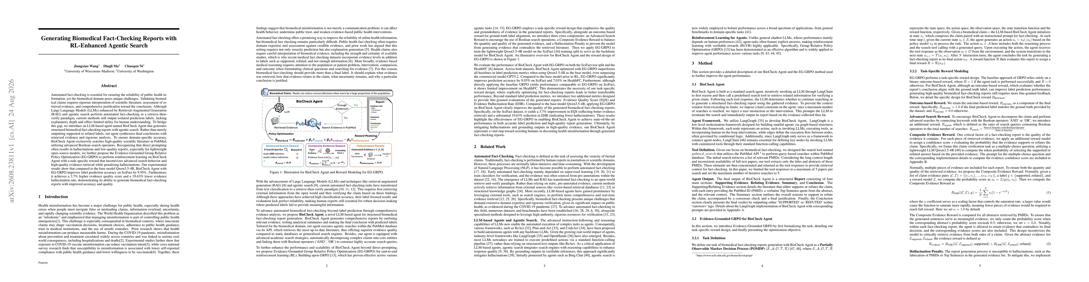 Thumbnail for Generating Biomedical Fact-Checking Reports with RL-Enhanced Agentic Search