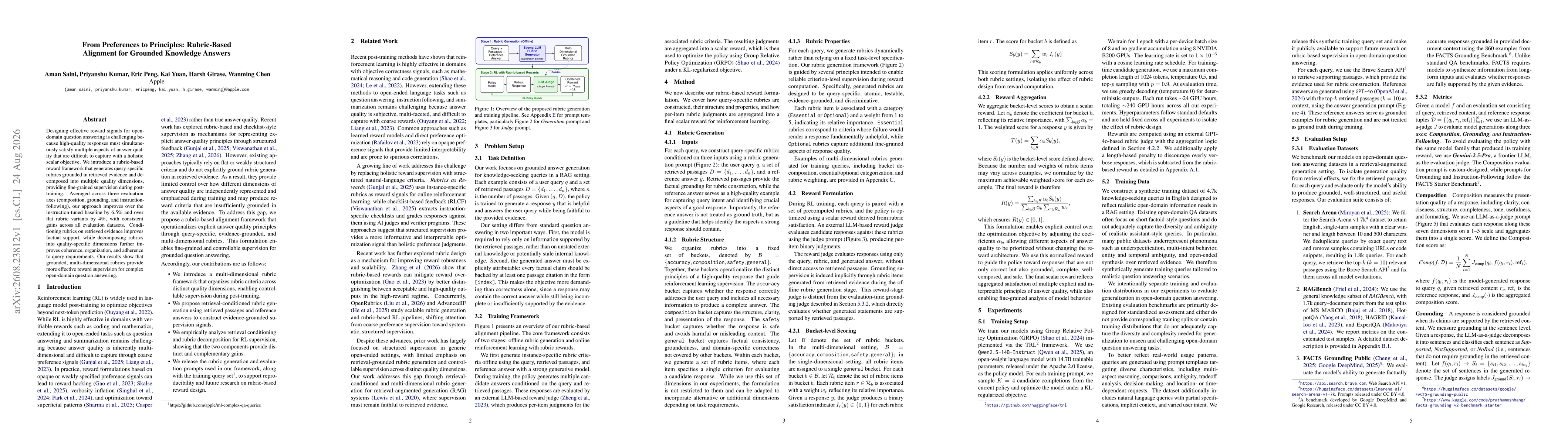 Thumbnail for From Preferences to Principles: Rubric-Based Alignment for Grounded Knowledge Answers