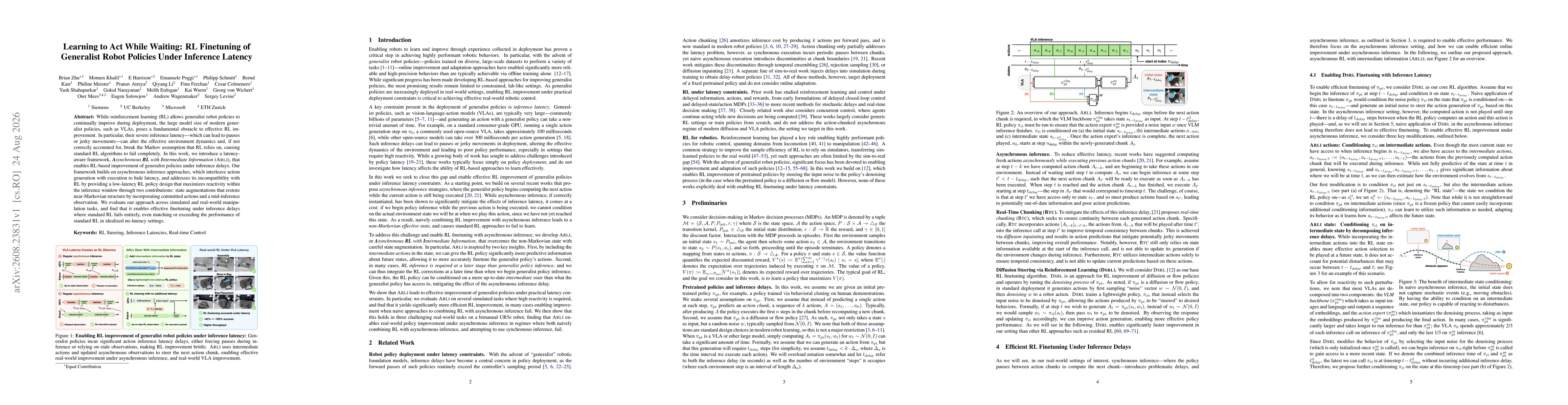 Thumbnail for Learning to Act While Waiting: RL Finetuning of Generalist Robot Policies Under Inference Latency