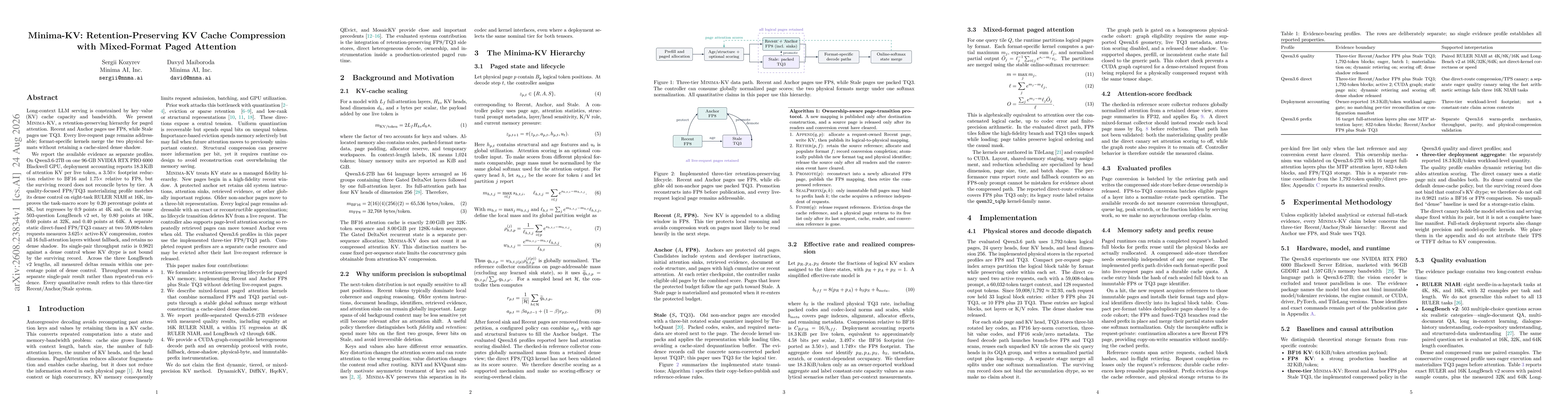 Thumbnail for Minima-KV: Retention-Preserving KV Cache Compression with Mixed-Format Paged Attention